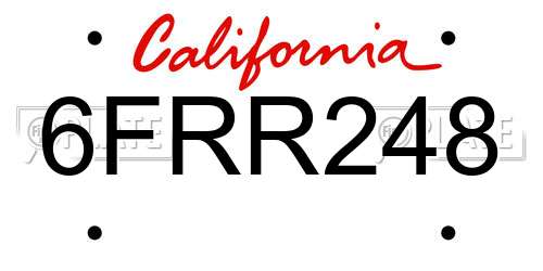 6FRR248 California License Plate