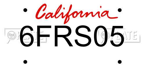6FRS05 California License Plate
