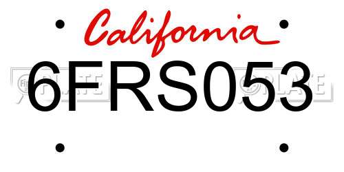6FRS053 California License Plate