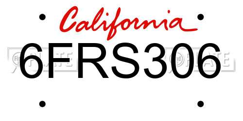 6FRS306 California License Plate