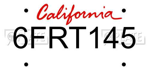 6FRT145 California License Plate