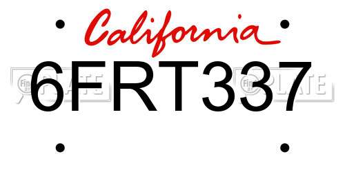 6FRT337 California License Plate
