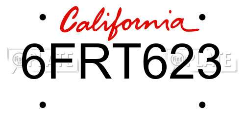 6FRT623 California License Plate