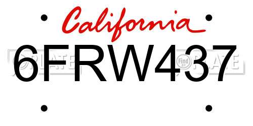 6FRW437 California License Plate