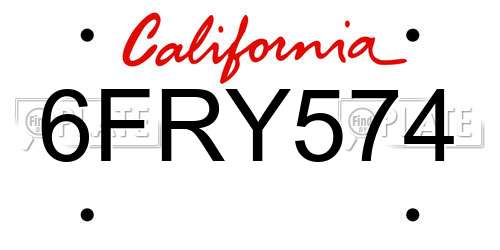 6FRY574 California License Plate