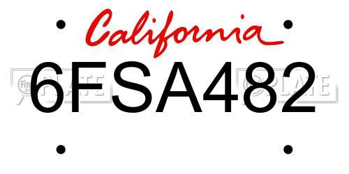 6FSA482 California License Plate