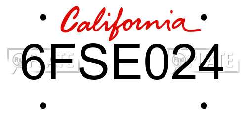 6FSE024 California License Plate
