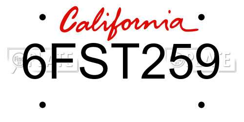 6FST259 California License Plate