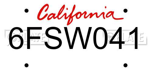 6FSW041 California License Plate