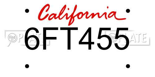 6FT455 California License Plate