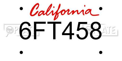 6FT458 California License Plate