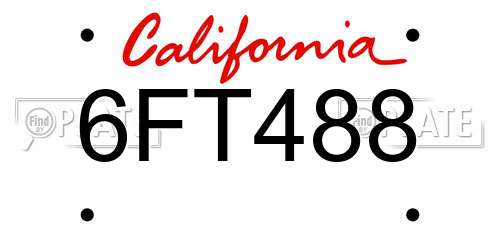 6FT488 California License Plate