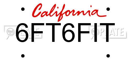 6FT6FIT California License Plate