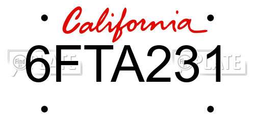 6FTA231 California License Plate