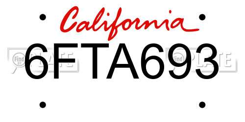 6FTA693 California License Plate