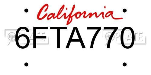 6FTA770 California License Plate