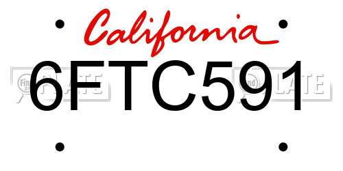 6FTC591 California License Plate