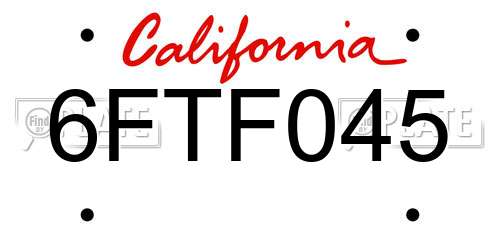 6FTF045 California License Plate