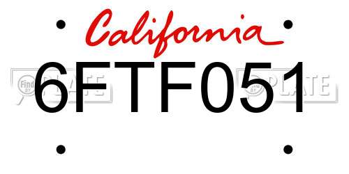 6FTF051 California License Plate