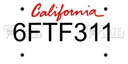 6FTF311 California License Plate