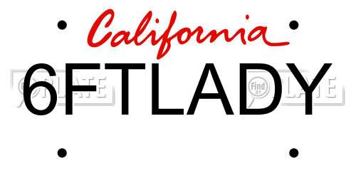 6FTLADY California License Plate