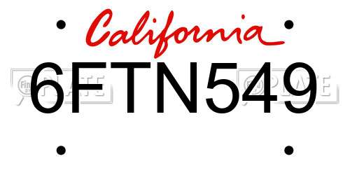 6FTN549 California License Plate