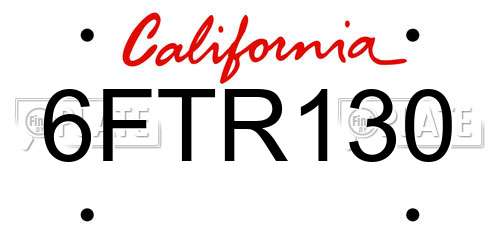 6FTR130 California License Plate