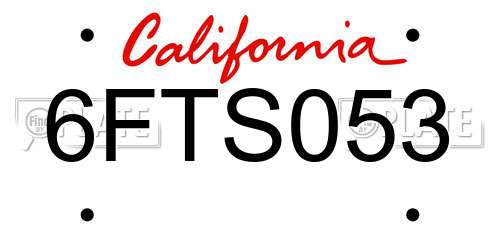 6FTS053 California License Plate