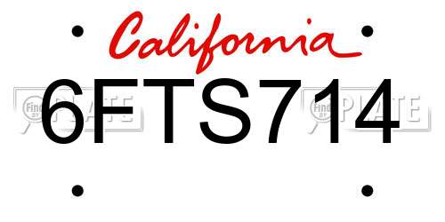 6FTS714 California License Plate