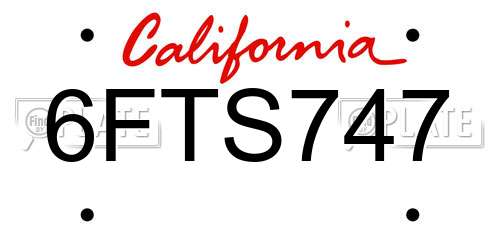 6FTS747 California License Plate