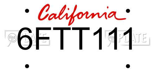6FTT111 California License Plate