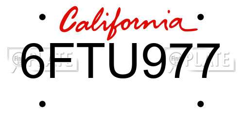6FTU977 California License Plate