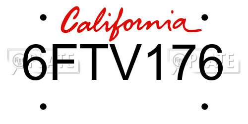 6FTV176 California License Plate
