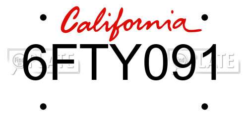 6FTY091 California License Plate