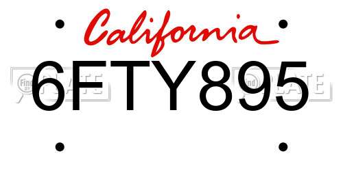 6FTY895 California License Plate
