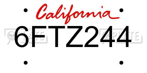 6FTZ244 California License Plate