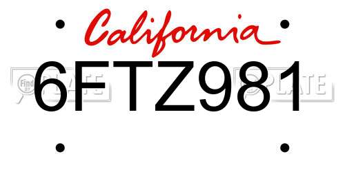 6FTZ981 California License Plate