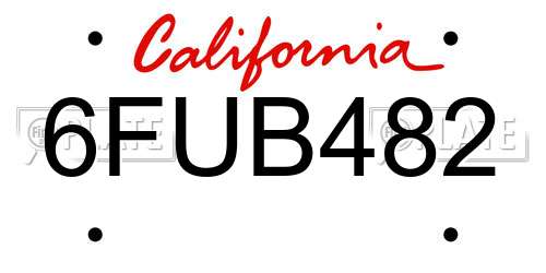 6FUB482 California License Plate