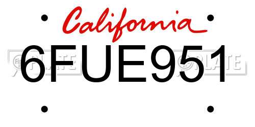6FUE951 California License Plate