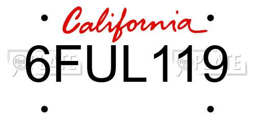 6FUL119 California License Plate
