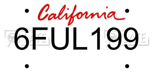 6FUL199 California License Plate