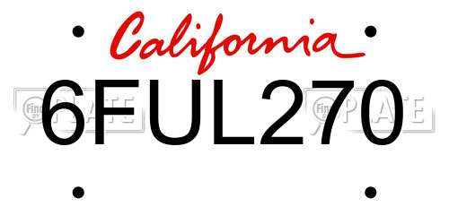 6FUL270 California License Plate