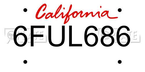 6FUL686 California License Plate
