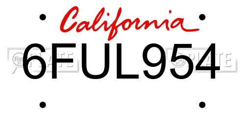 6FUL954 California License Plate