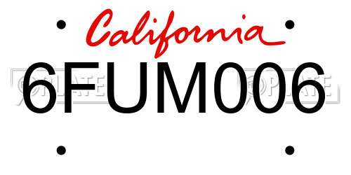 6FUM006 California License Plate