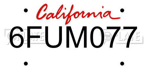 6FUM077 California License Plate