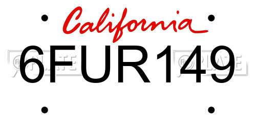 6FUR149 California License Plate