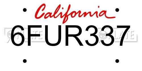 6FUR337 California License Plate