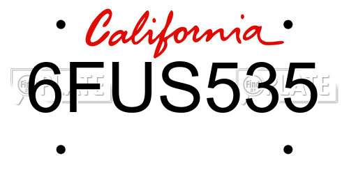 6FUS535 California License Plate