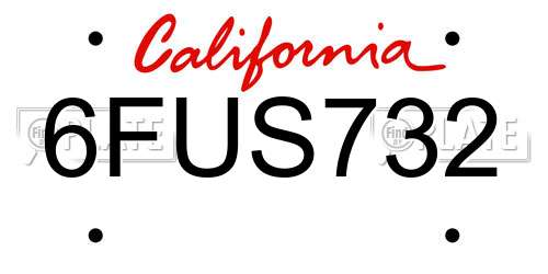 6FUS732 California License Plate